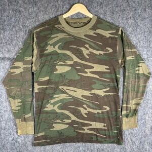 True Vintage Long Sleeve Camo T-Shirt Men's Medium Paper Thin Burnout 1980s USA